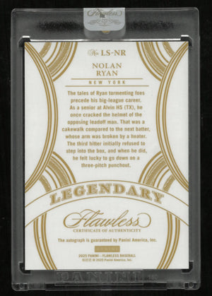 2025 Panini Flawless Baseball Legendary Nolan Ryan Autograph Green /5 