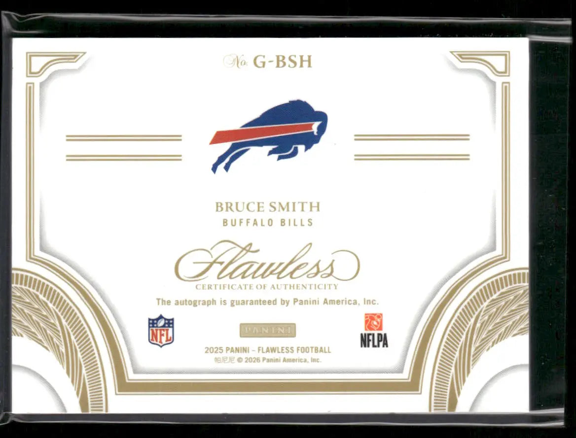 2025 Panini Flawless Football Flawless Greats Auto Bruce Smith /10 
