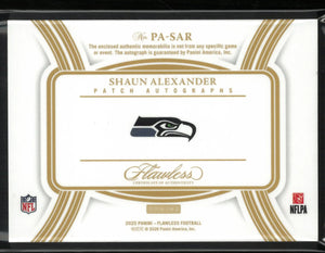 2025 Panini Flawless Patch Autograph Shaun Alexander Auto /20 