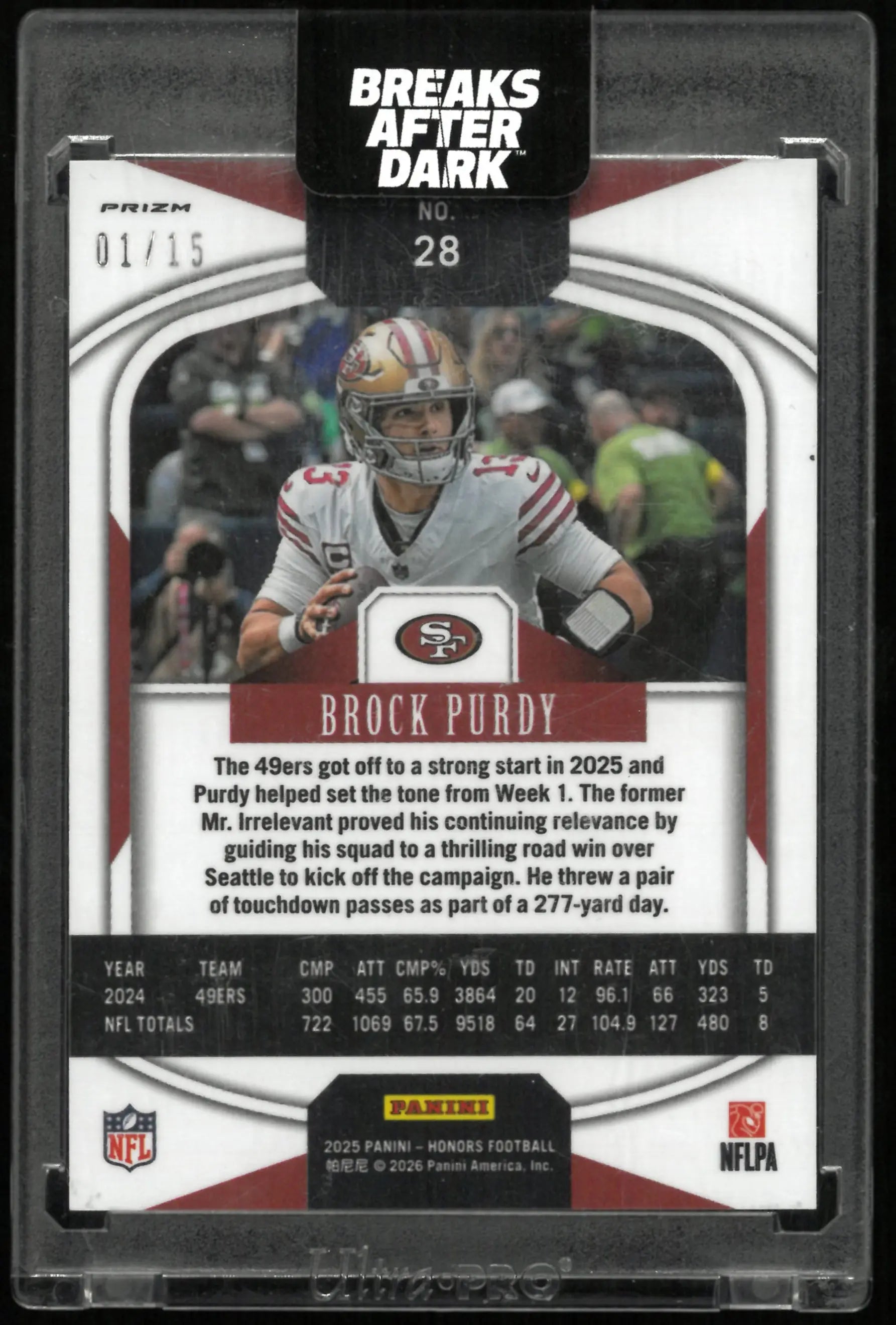 2025 Panini Honors Brock Purdy /15 