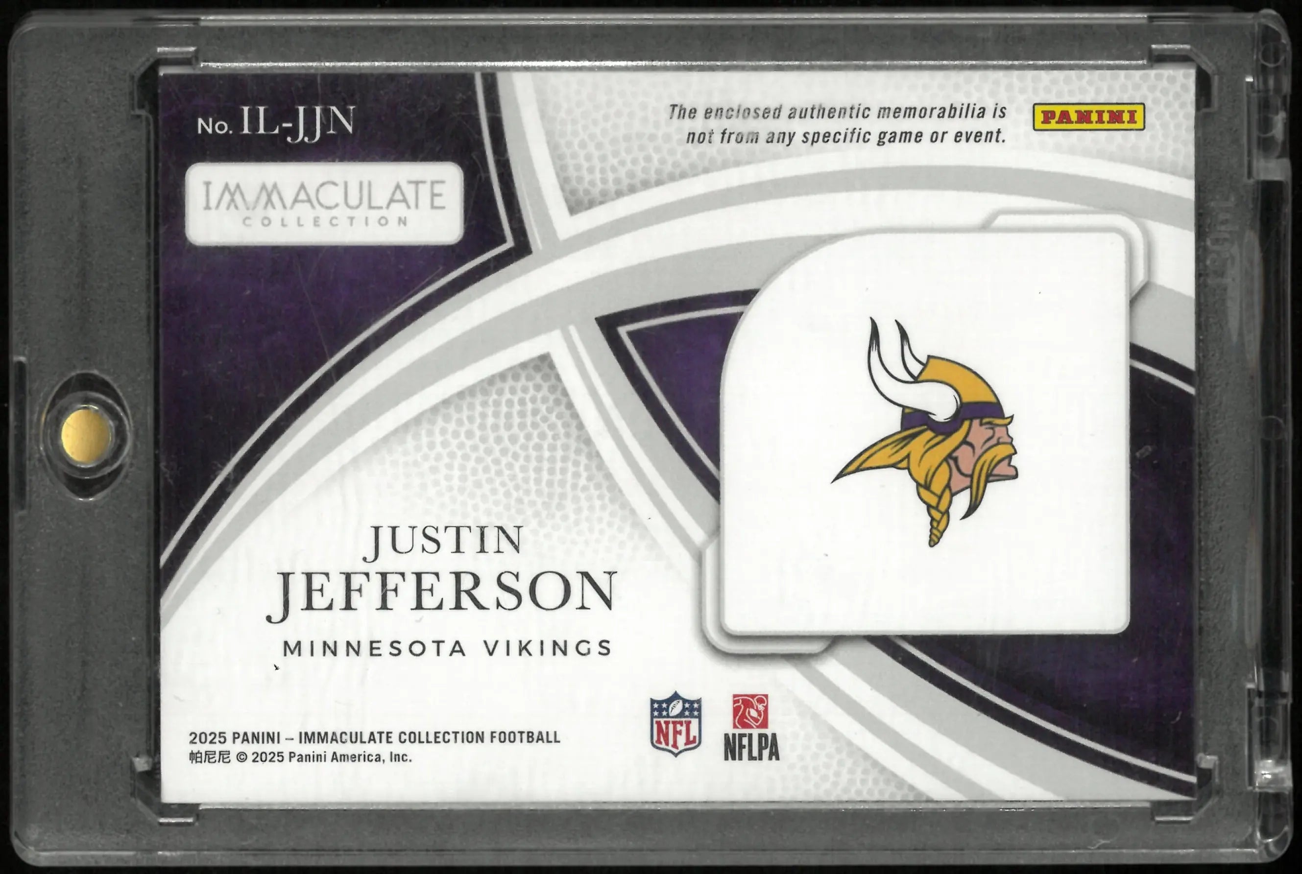 2025 Panini Immaculate Justin Jefferson Nike Patch 3/5 