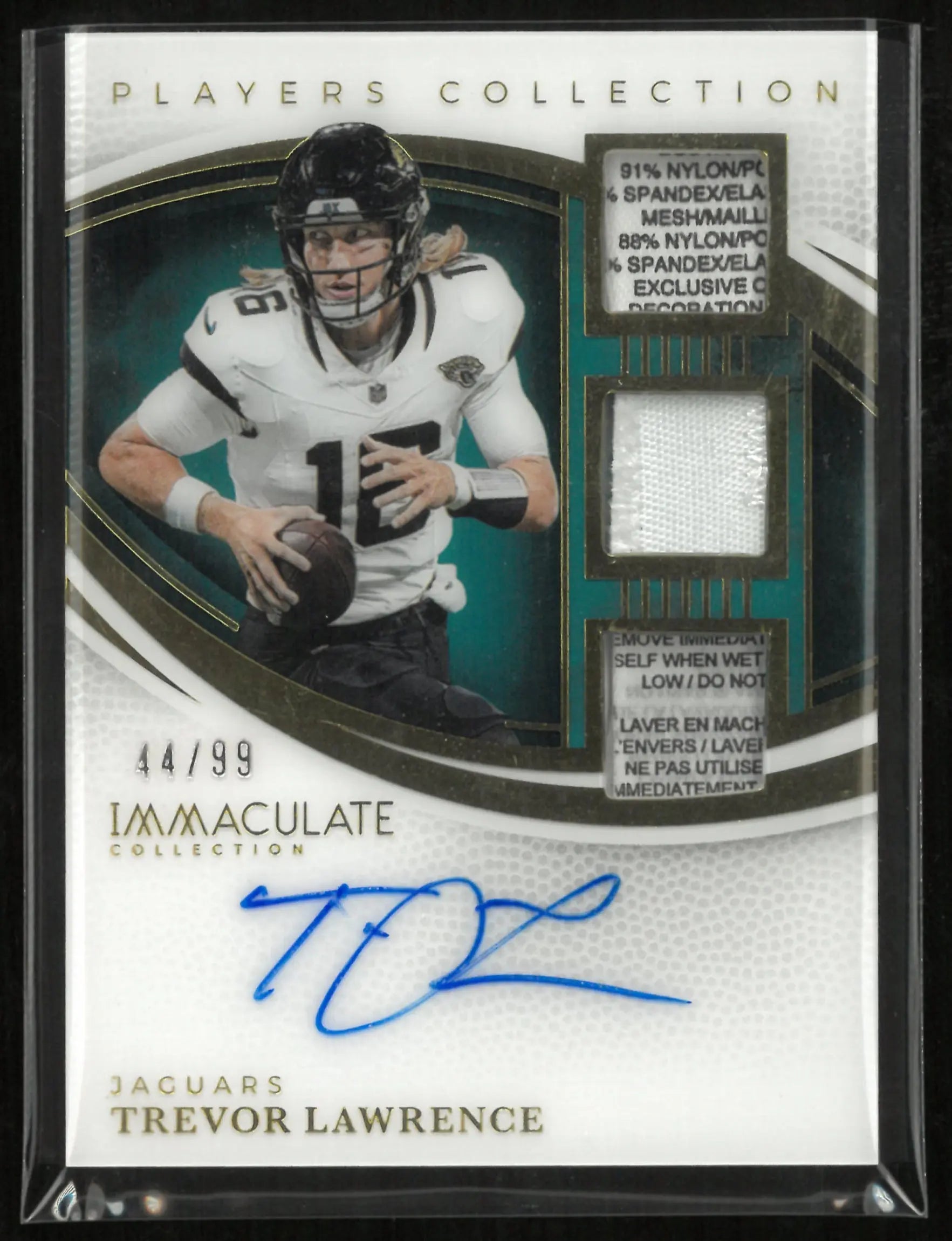 2025 Panini Immaculate Player Collection Trevor Lawrence Autograph Patch 44/99 