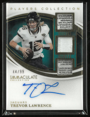 2025 Panini Immaculate Player Collection Trevor Lawrence Autograph Patch 44/99 