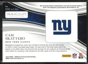 2025 Panini Immaculate Rookie Patch Autograph Cam Skattebo Auto /25 RC 