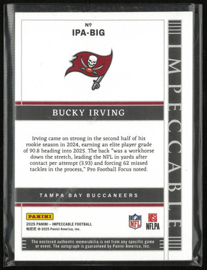 2025 Panini Impeccable Autograph Patch Bucky Irving Auto /49 