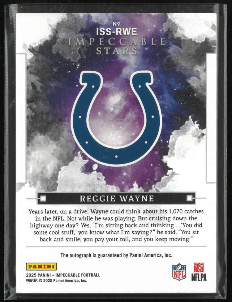2025 Panini Impeccable Stars Autograph Reggie Wayne Auto /75 