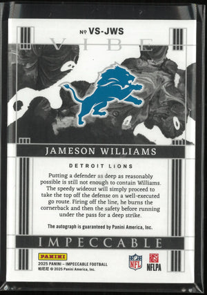 2025 Panini Impeccable Vibe Autograph Jameson Williams Auto /49 
