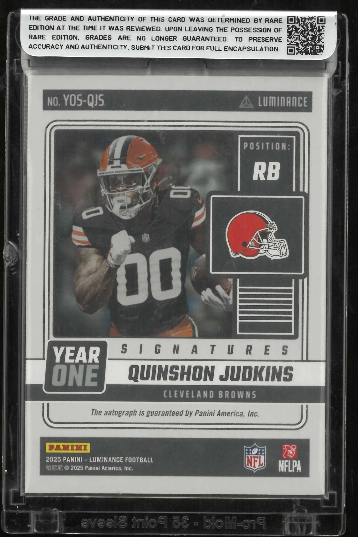 2025 Panini Luminance Year One Rookie Autograph Quinshon Judkins Auto RC 