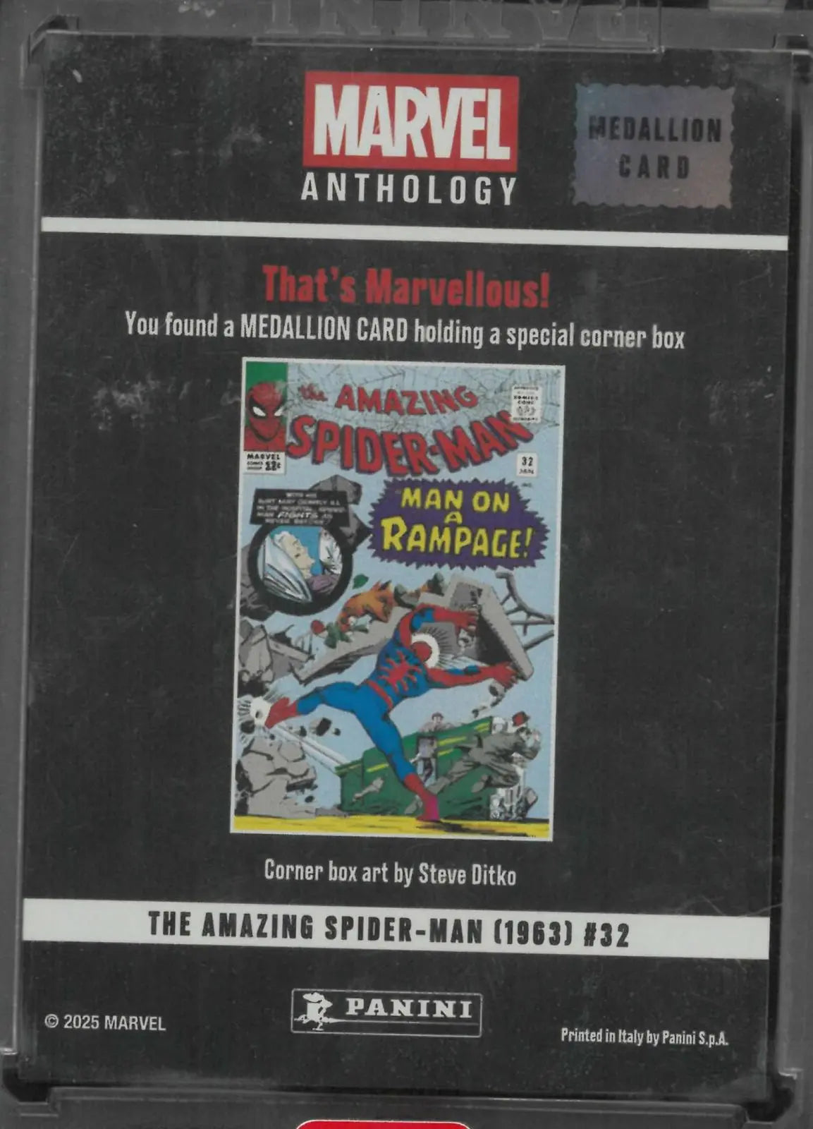 2025 Panini Marvel Anthology Medallion Card Spider Man 