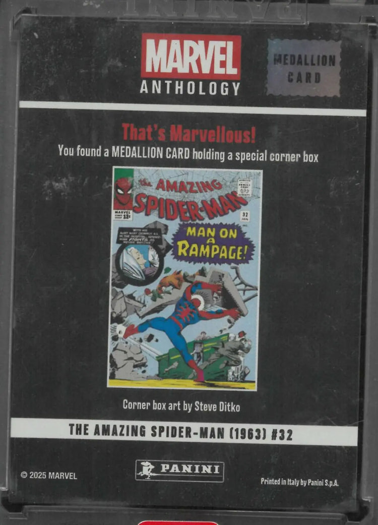 2025 Panini Marvel Anthology Medallion Card Spider Man 