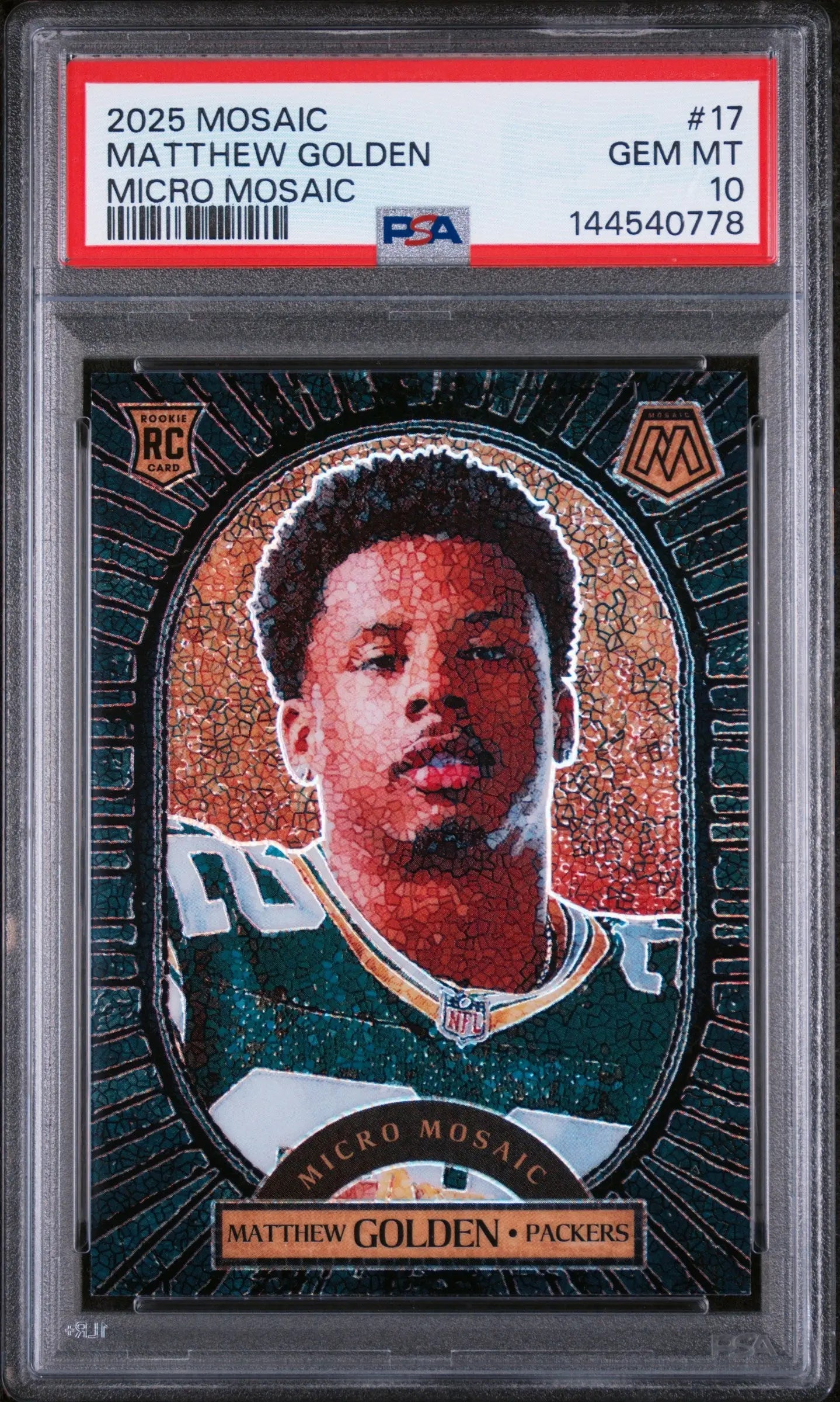 2025 Panini Mosaic Micro Mosaic Rookie Matthew Golden #17 PSA 10 