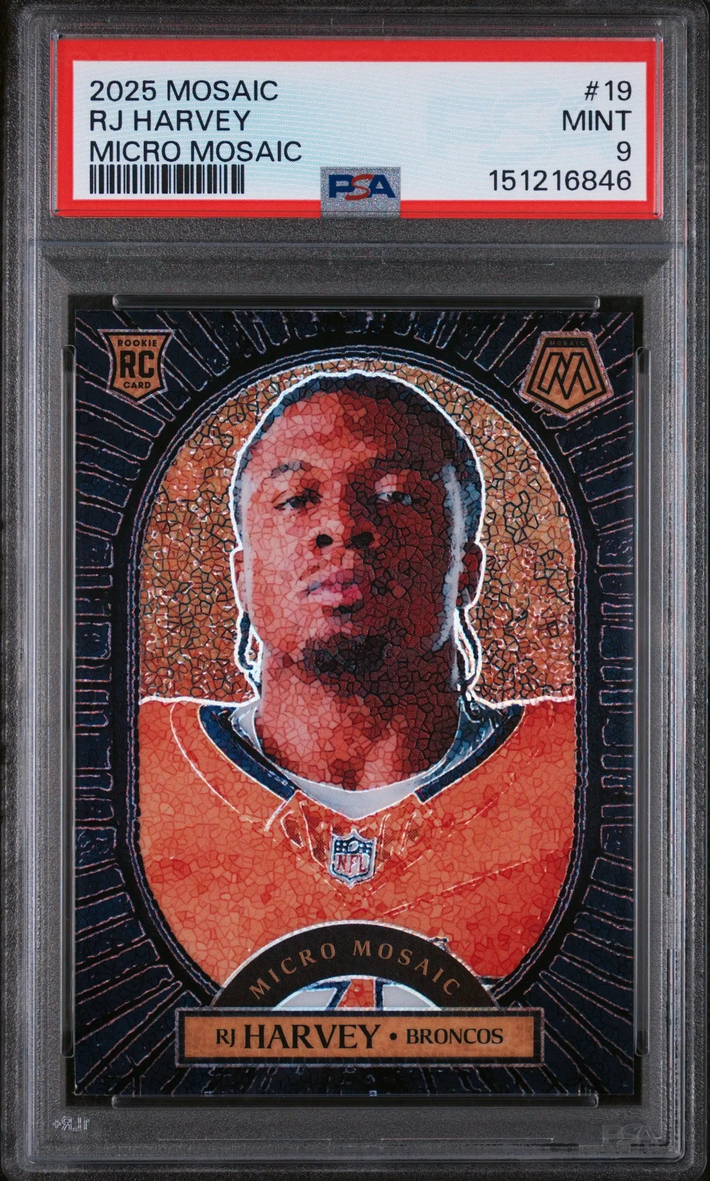 2025 Panini Mosaic Micro Mosaic Rookie RJ Harvey #19 PSA 9 