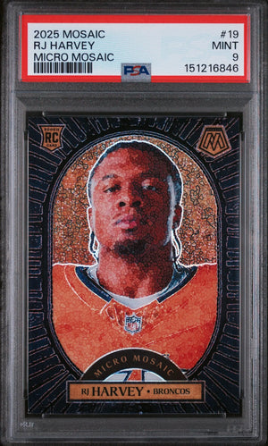 2025 Panini Mosaic Micro Mosaic Rookie RJ Harvey #19 PSA 9 