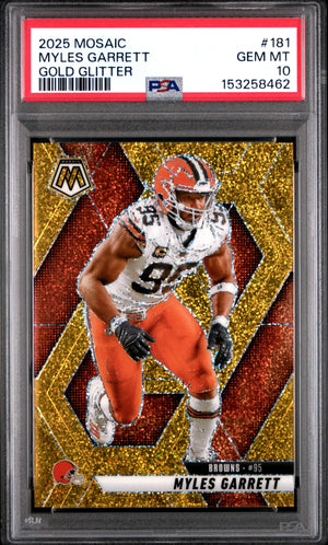 2025 Panini Mosaic Myles Garrett Gold Glitter /5 PSA 10 