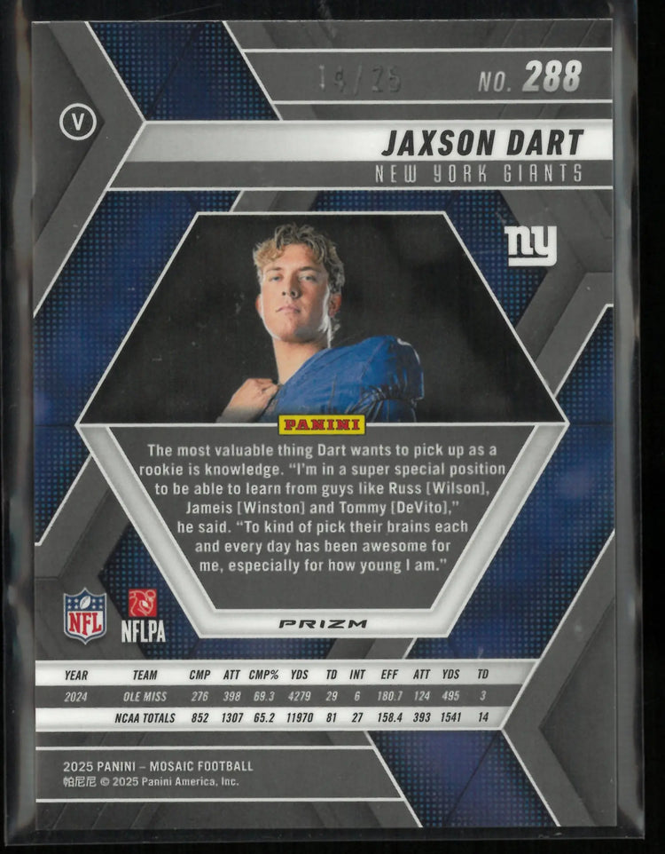 2025 Panini Mosaic Rookie Jaxson Dart Blue Geometric /25 RC 