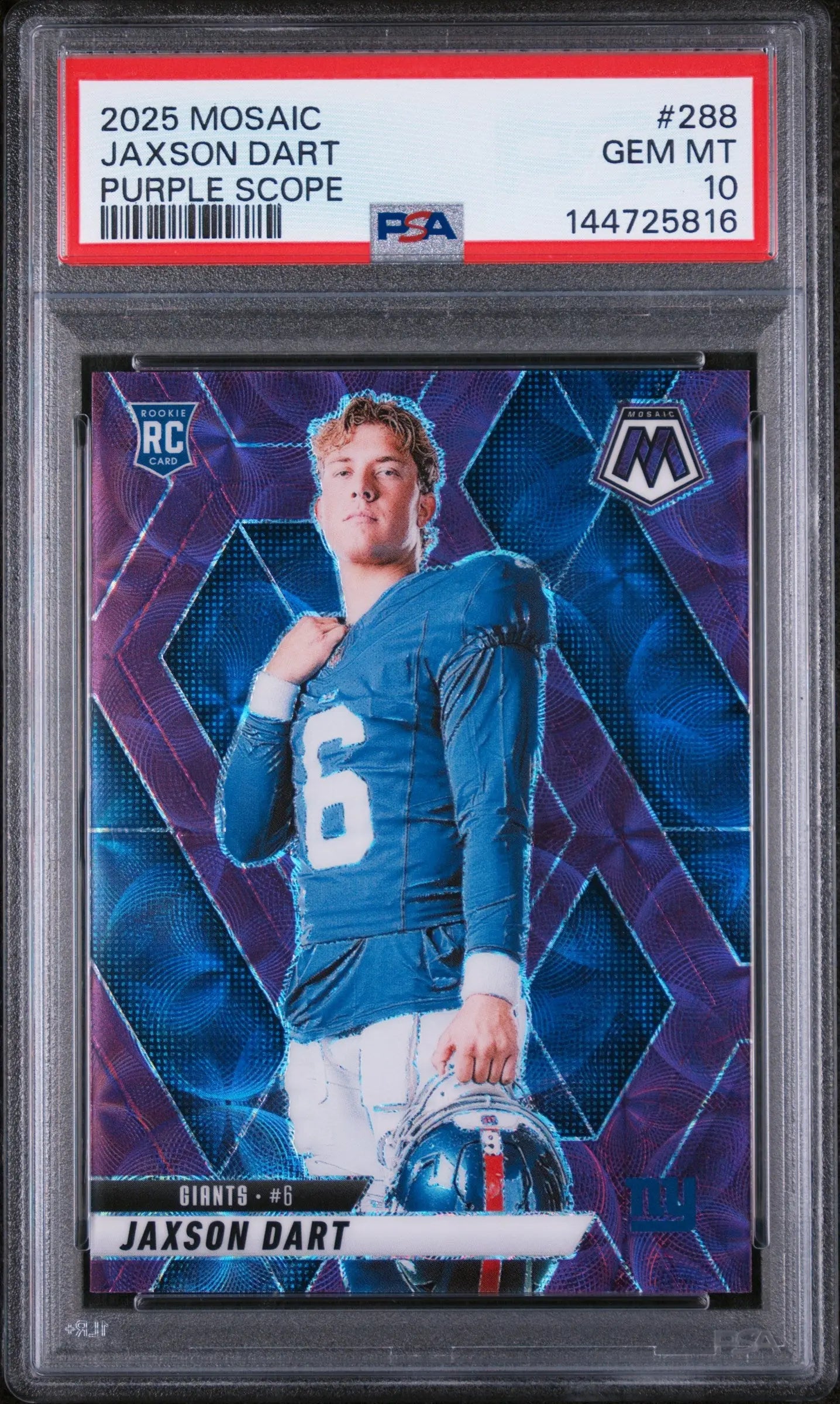 2025 Panini Mosaic Rookie Jaxson Dart Purple Scope RC PSA 10 