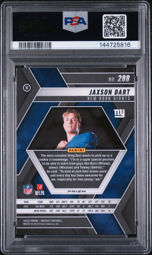 2025 Panini Mosaic Rookie Jaxson Dart Purple Scope RC PSA 10 