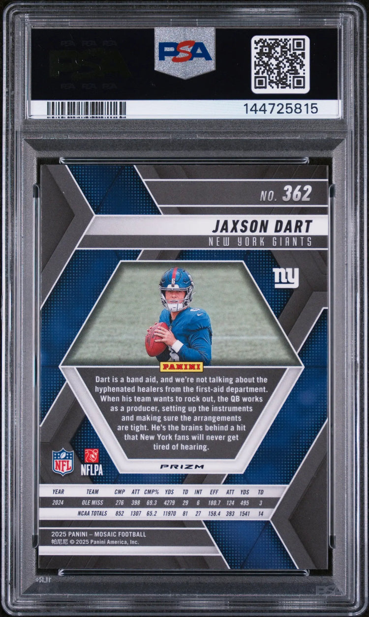 2025 Panini Mosaic Rookie Jaxson Dart RC Rookie PSA 10 #362 