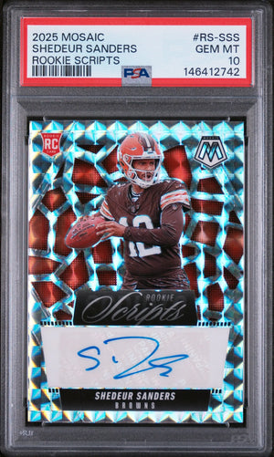 2025 Panini Mosaic Rookie Scripts Auto Shedeur Sanders RC PSA 10 