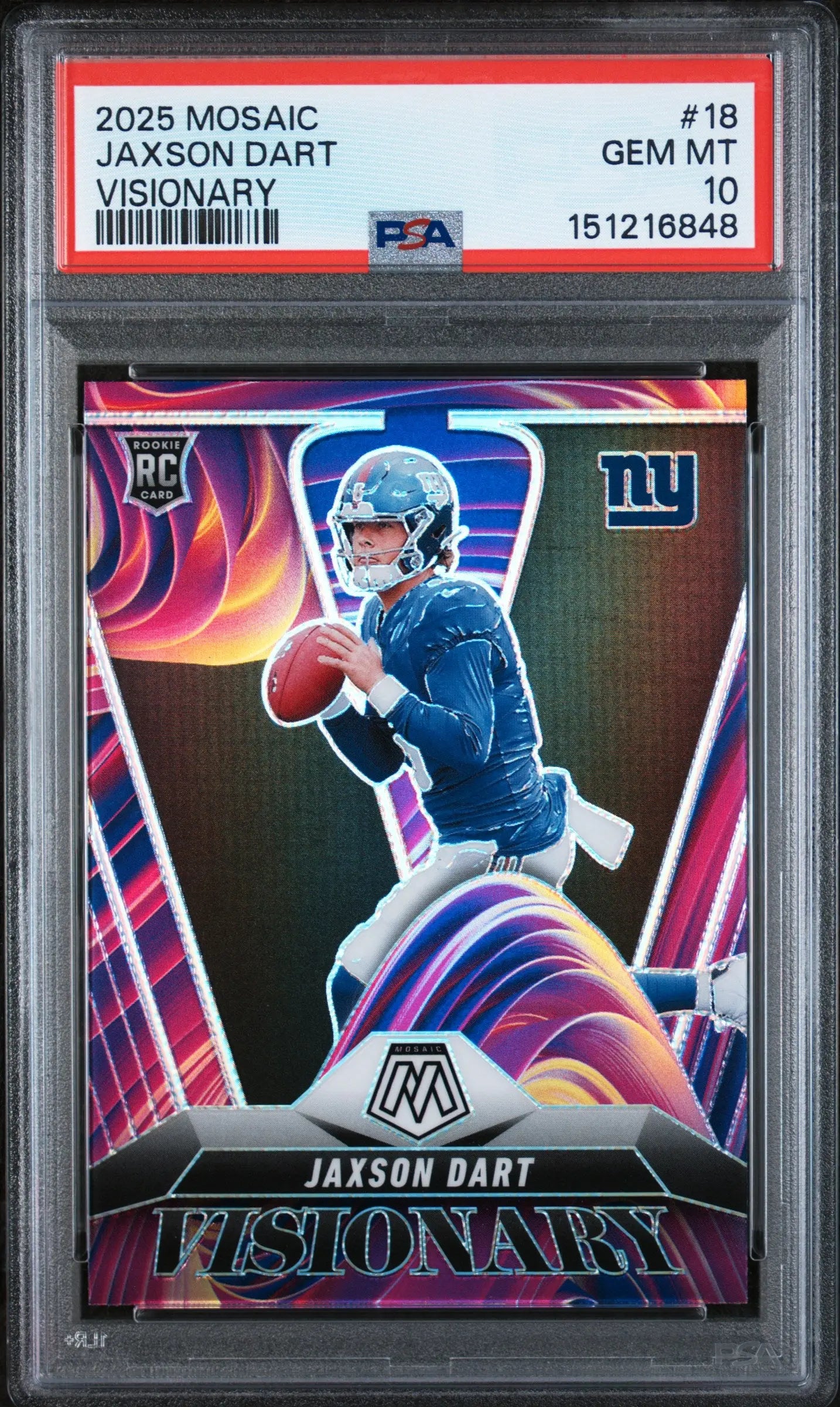 2025 Panini Mosaic Visionary Rookie Jaxson Dart #18 PSA 10 