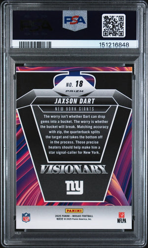2025 Panini Mosaic Visionary Rookie Jaxson Dart #18 PSA 10 