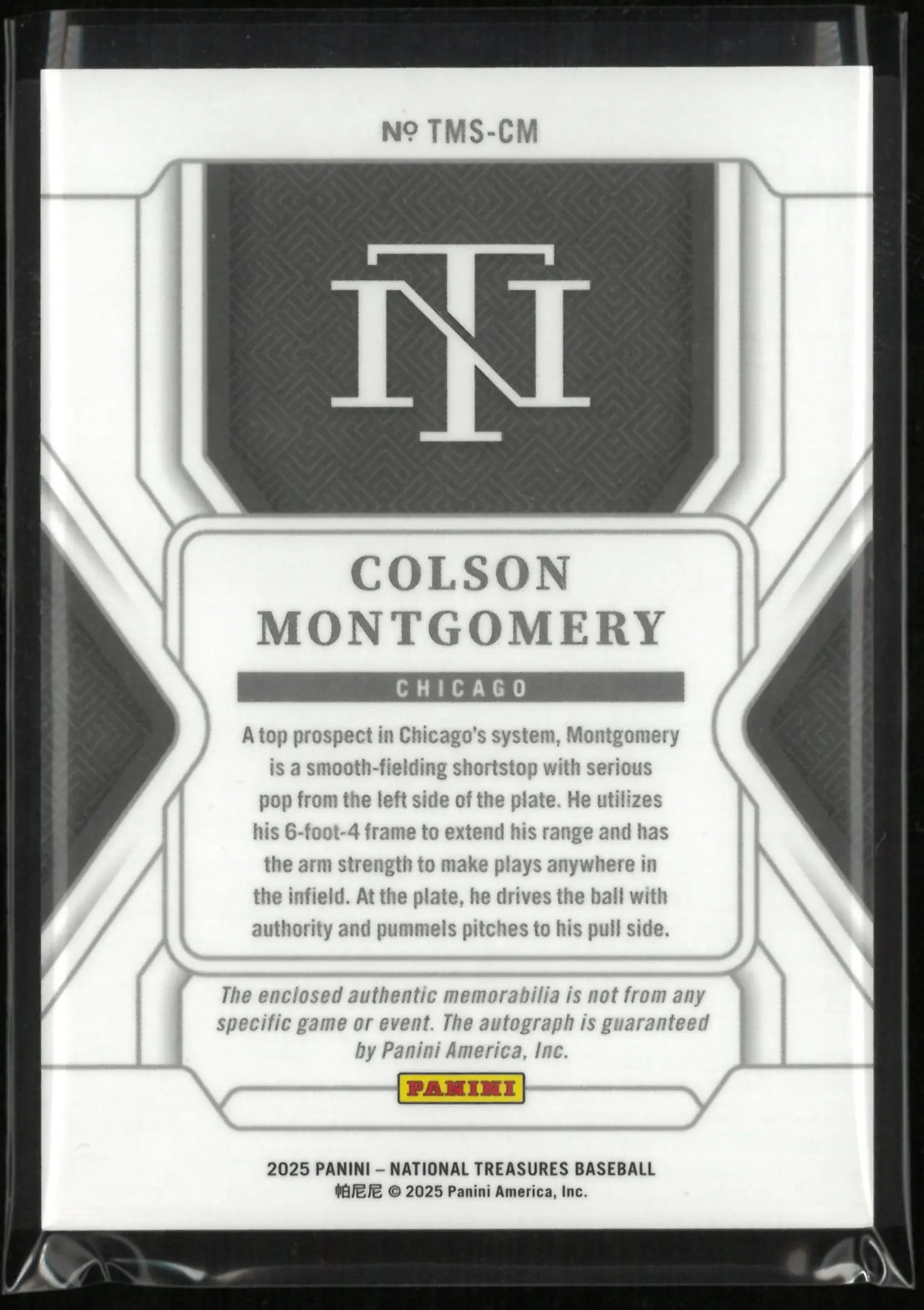 2025 Panini National Treasure Colson Montgomery Patch Auto 9/10 