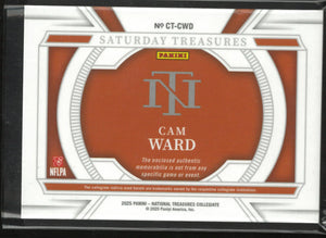 2025 Panini National Treasure Saturday Treasures Collegiate Cam Ward Patch Rookie RC /25 