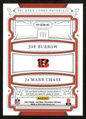 2025 Panini National Treasures NFL Gear Materials Dual Patch Burrow/Chase 
