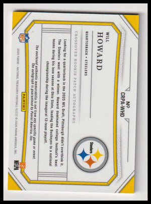 2025 Panini National Treasures Rookie Patch Autograph Will Howard Auto /99 RC 