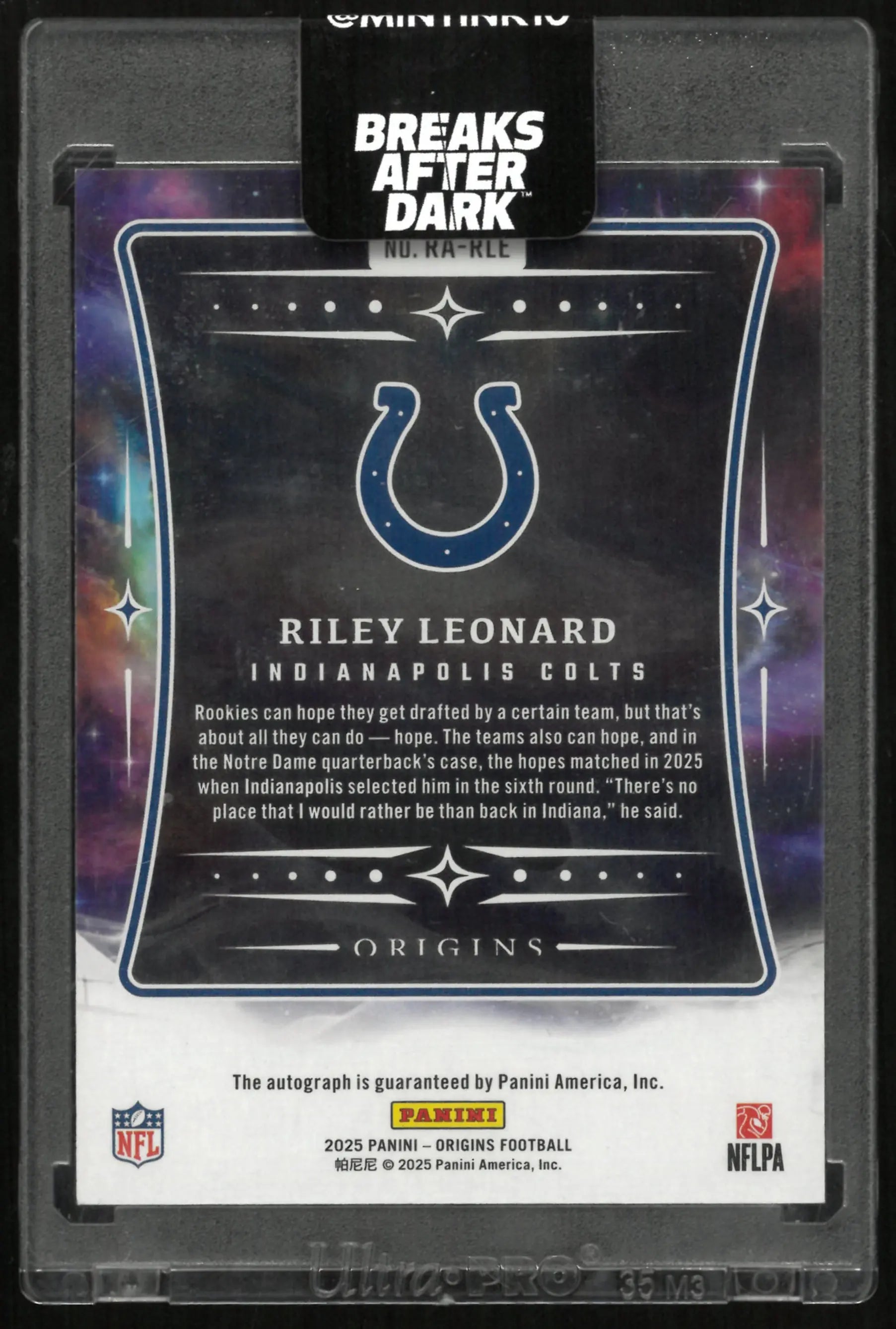 2025 Panini Origins Riley Leonard Autograph Rookie RC /49 
