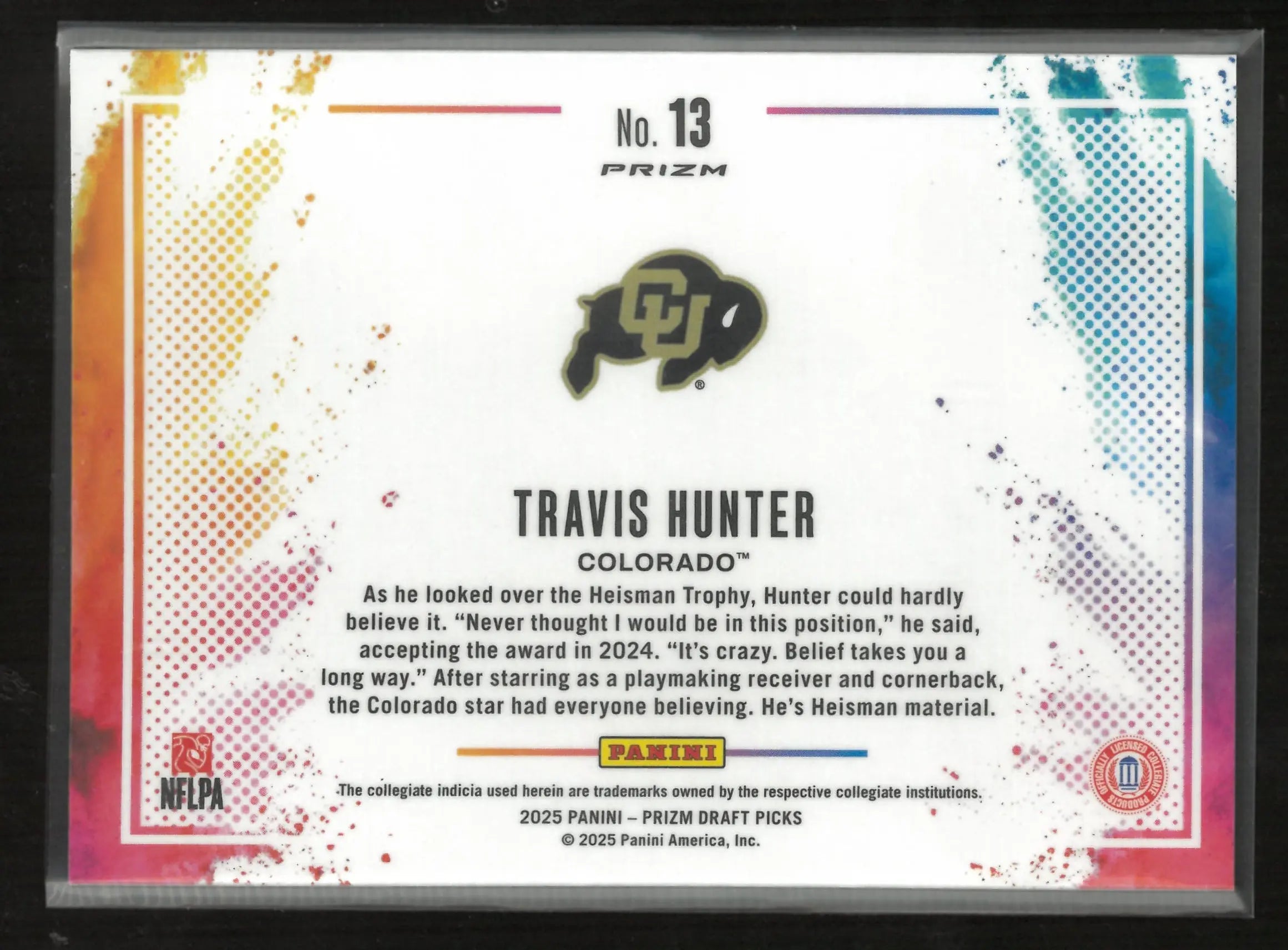 2025 Panini PRIZM Draft Picks Black Color Blast Travis Hunter Rookie RC 