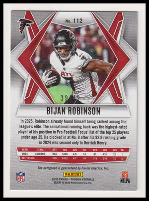 2025 Panini Phoenix Autograph Bijan Robinson Auto Blue /49 