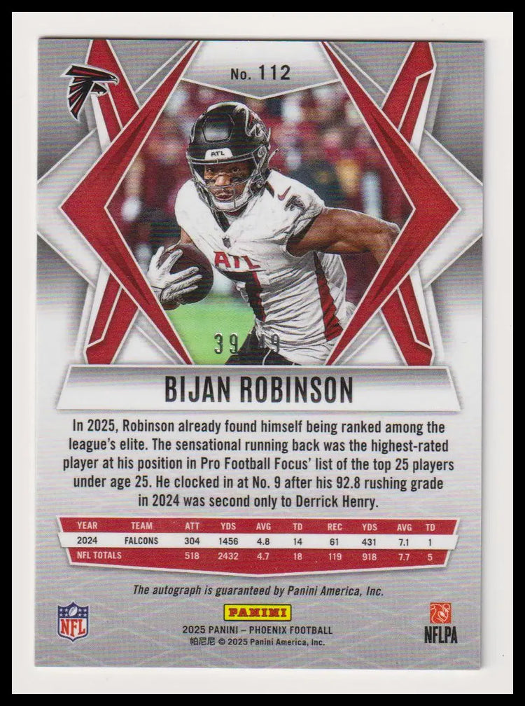 2025 Panini Phoenix Autograph Bijan Robinson Auto Blue /49 