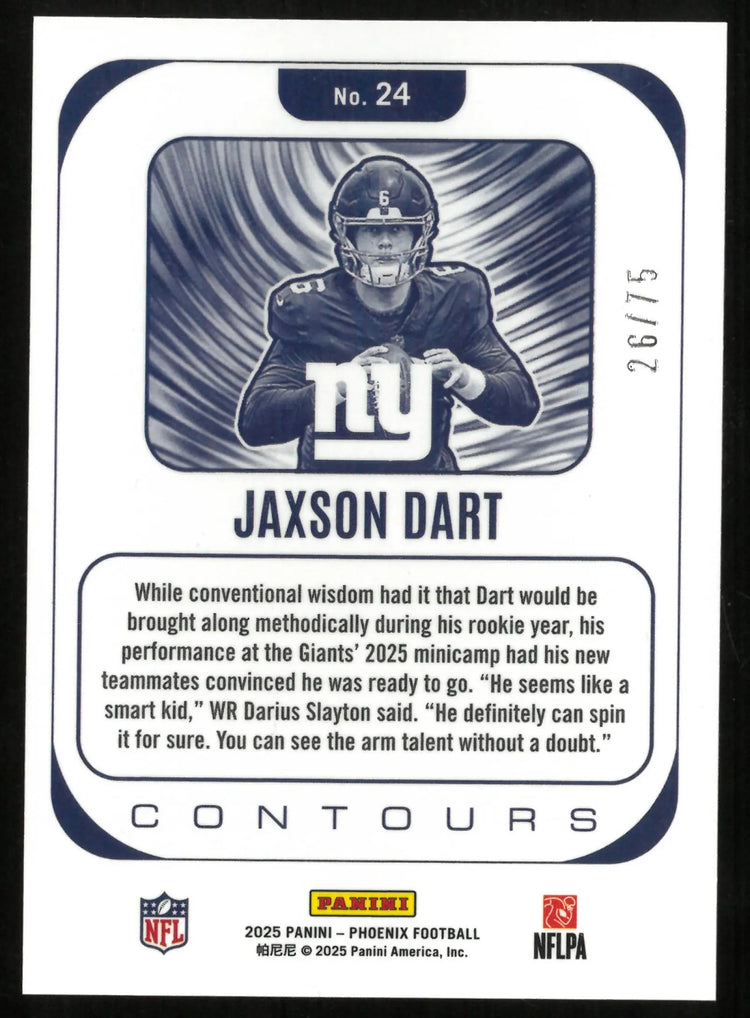 2025 Panini Phoenix Football Jaxson Dart RC Rookie Contours /75 