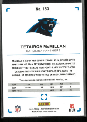 2025 Panini Photogenic Rookie Autograph Tetairoa McMillan Auto /10 