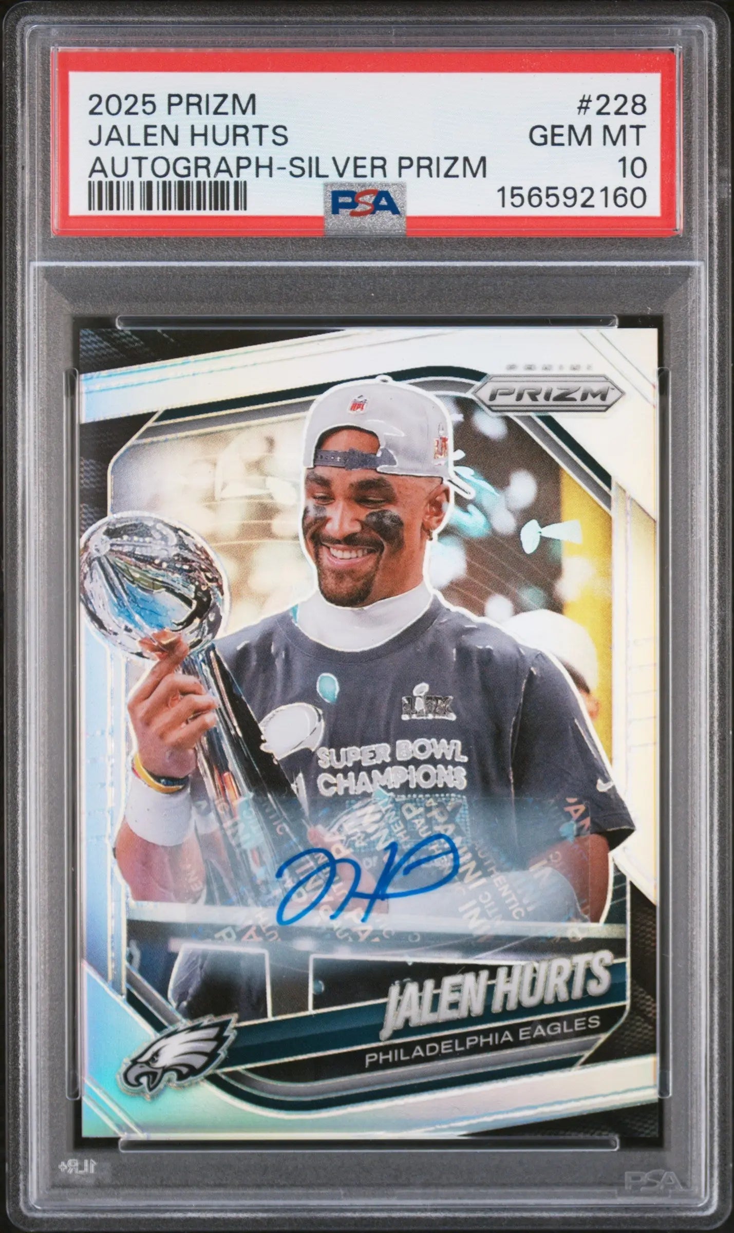 2025 Panini Prizm Autograph Jalen Hurts Auto Silver PSA 10 