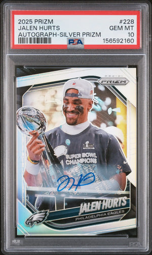 2025 Panini Prizm Autograph Jalen Hurts Auto Silver PSA 10 