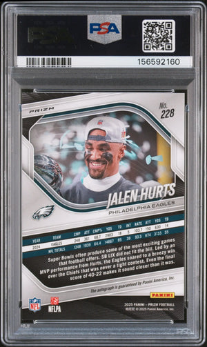 2025 Panini Prizm Autograph Jalen Hurts Auto Silver PSA 10 