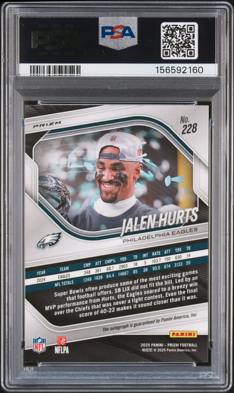 2025 Panini Prizm Autograph Jalen Hurts Auto Silver PSA 10 