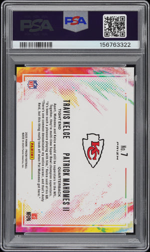 2025 Panini Prizm Color Blast Duals Mahomes II Kelce #7 PSA 10 