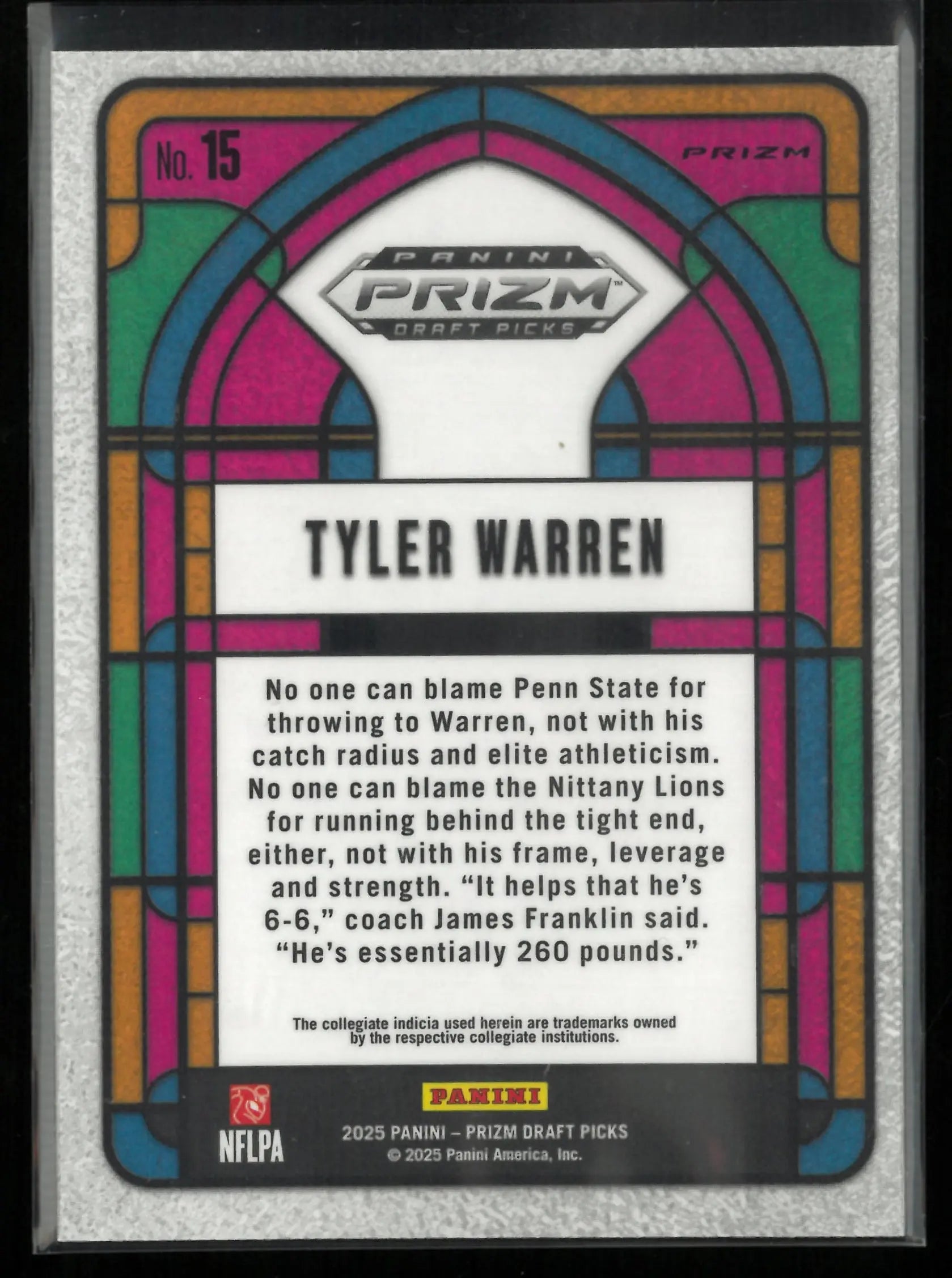 2025 Panini Prizm Draft Pick Stained Glass Tyler Warren Rookie RC 