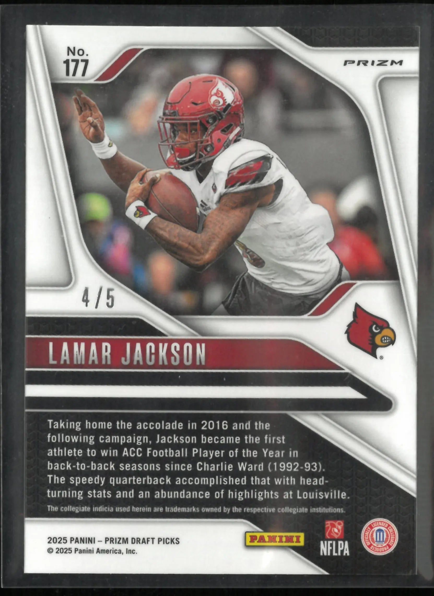 2025 Panini Prizm Draft Picks Lamar Jackson Black Gold /5 