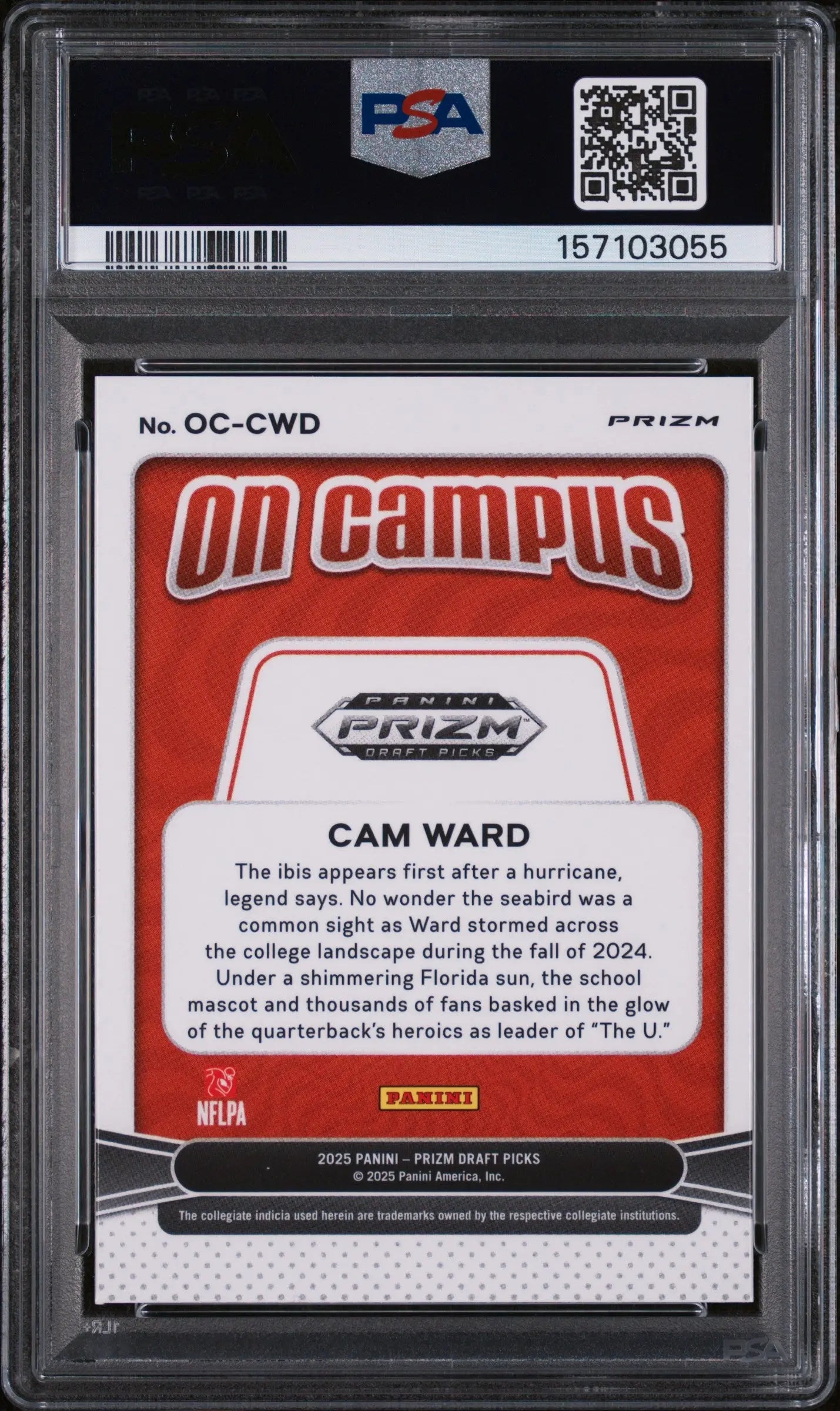 2025 Panini Prizm Draft Picks On Campus Rookie Cam Ward RC PSA 10 