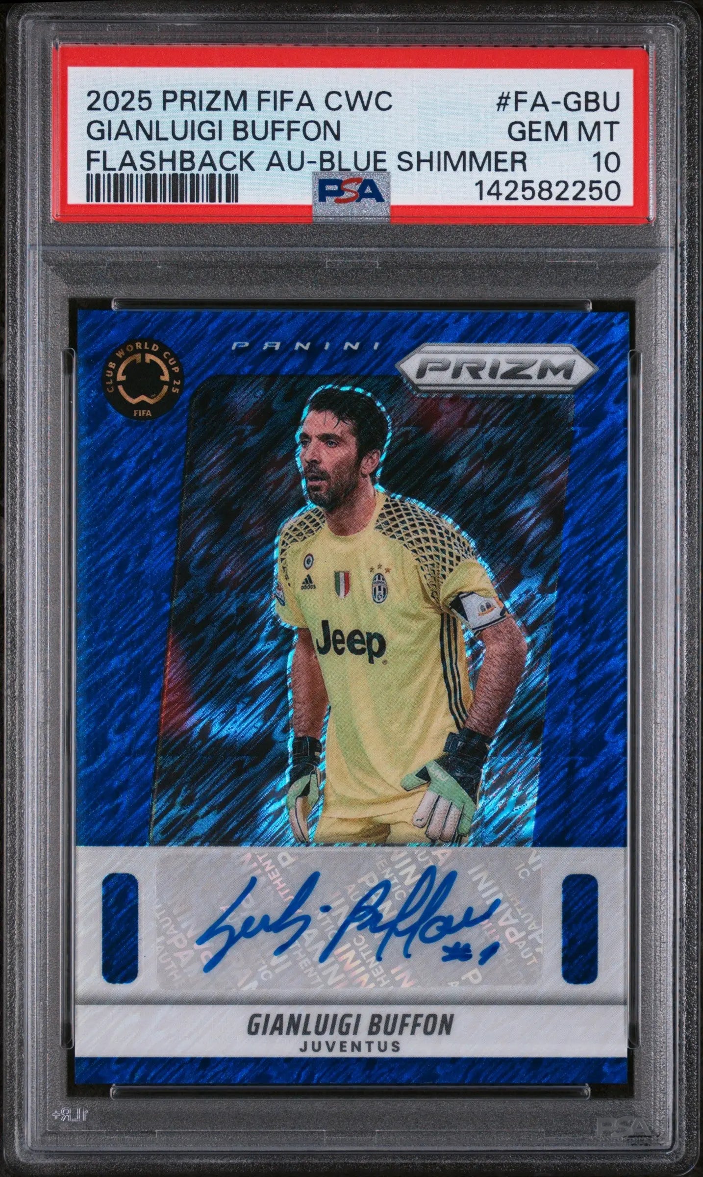 2025 Panini Prizm FIFA CWC Autographs Gianluigi Buffon Auto Blue Shimmer PSA 10 
