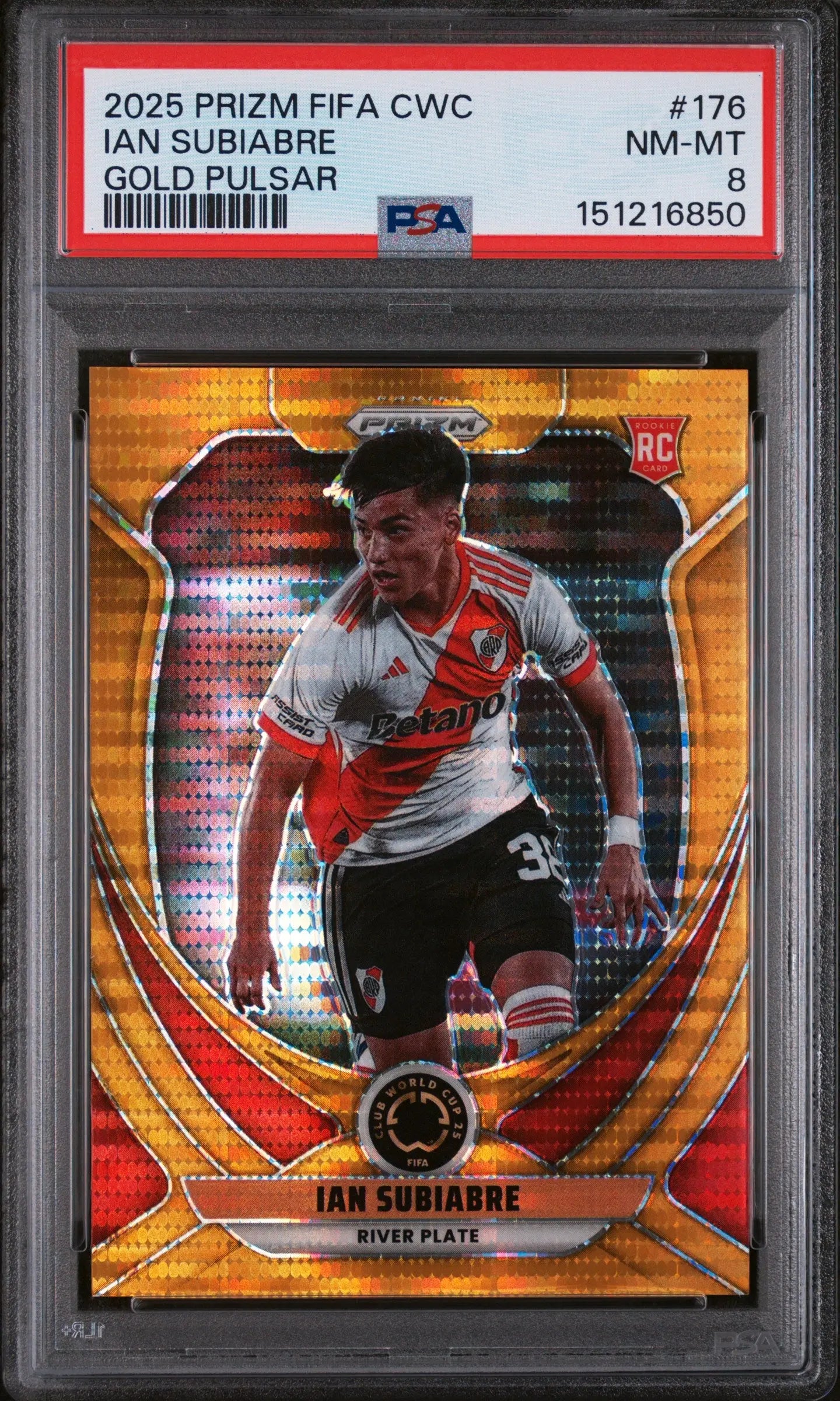2025 Panini Prizm FIFA Club World Cup Gold Pulsar Rookie Ian Subiabre /10 PSA 8 