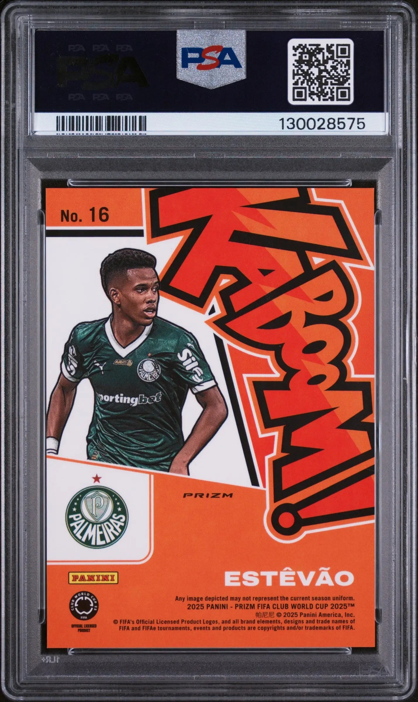 2025 Panini Prizm FIFA Club World Cup Kaboom! Estevao #16 PSA 9 