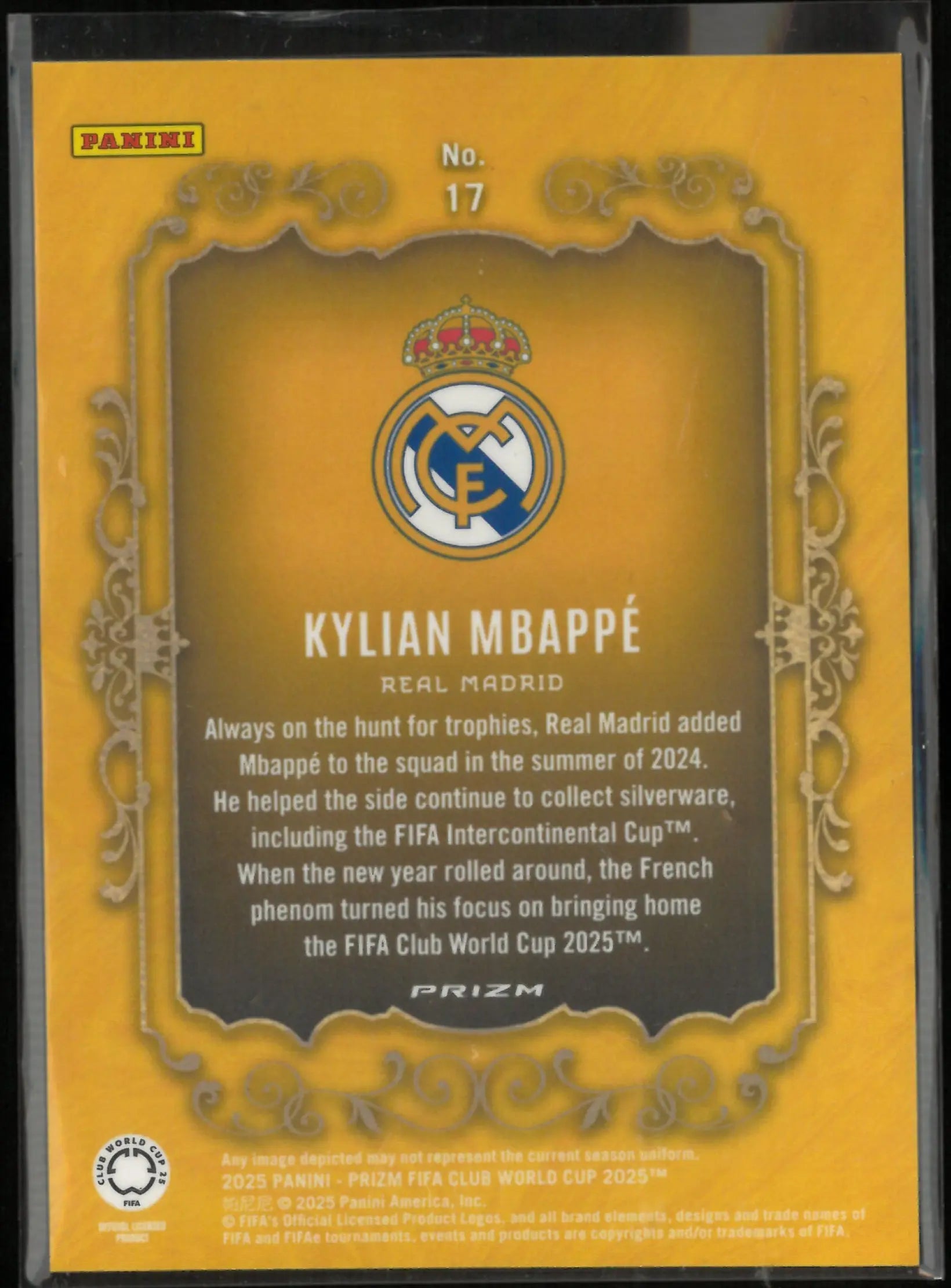 2025 Panini Prizm FIFA Club World Cup Pitch Crowns Kylian Mbappe 