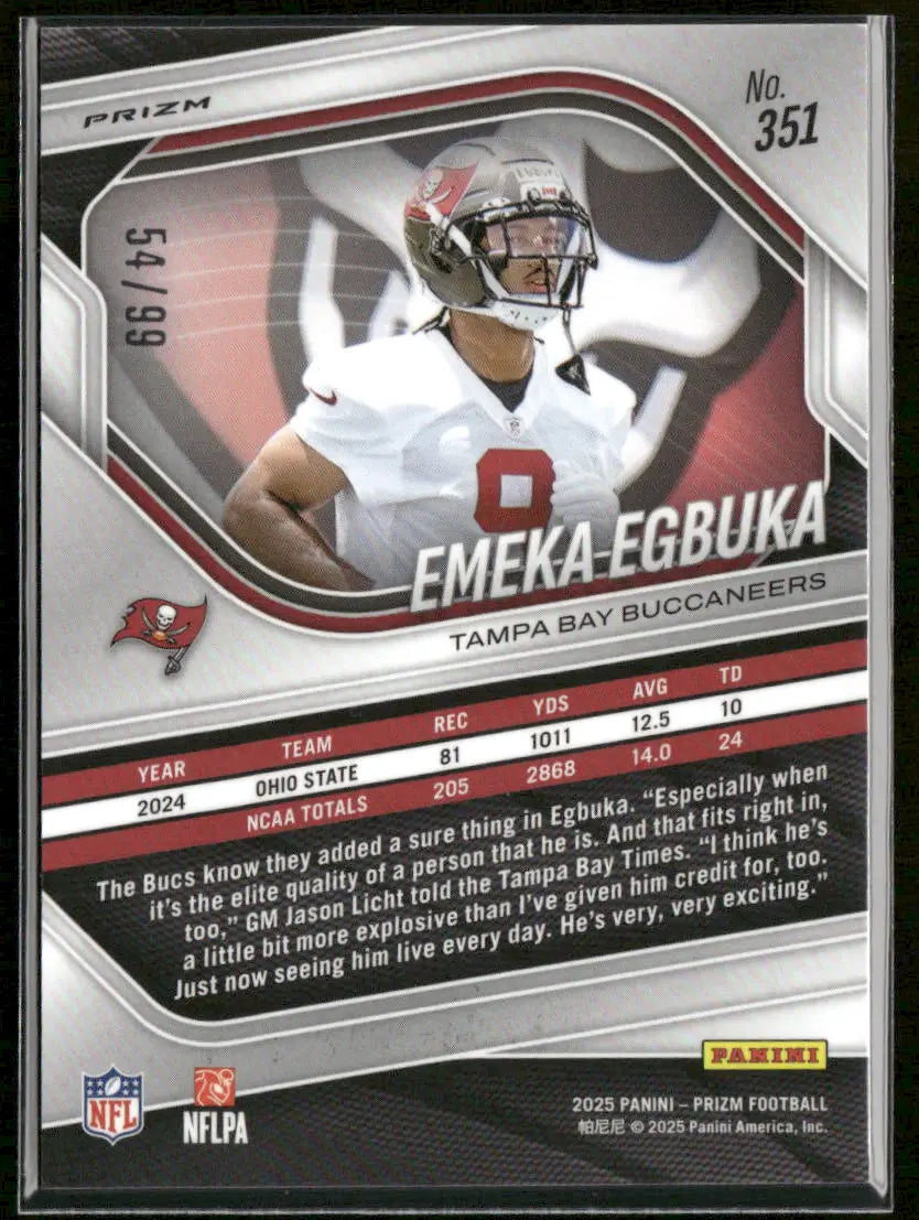 2025 Panini Prizm Football Blue Cracked Ice Rookie Emeka Egbuka /99 