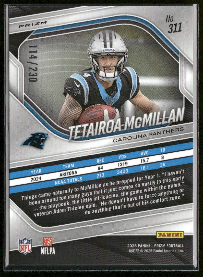 2025 Panini Prizm Football Blue Wave Rookie Tetairoa McMillan /230 