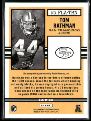 2025 Panini Prizm Football Camo Flashback Auto Tom Rathman /25 